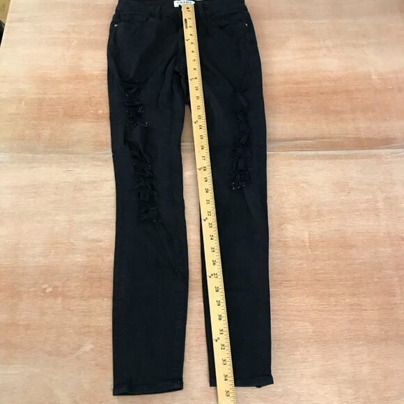 Frame Denim Le Skinny De Jeanne Jeans Women size 25 Black Distressed Mid Rise - Picture 6 of 11